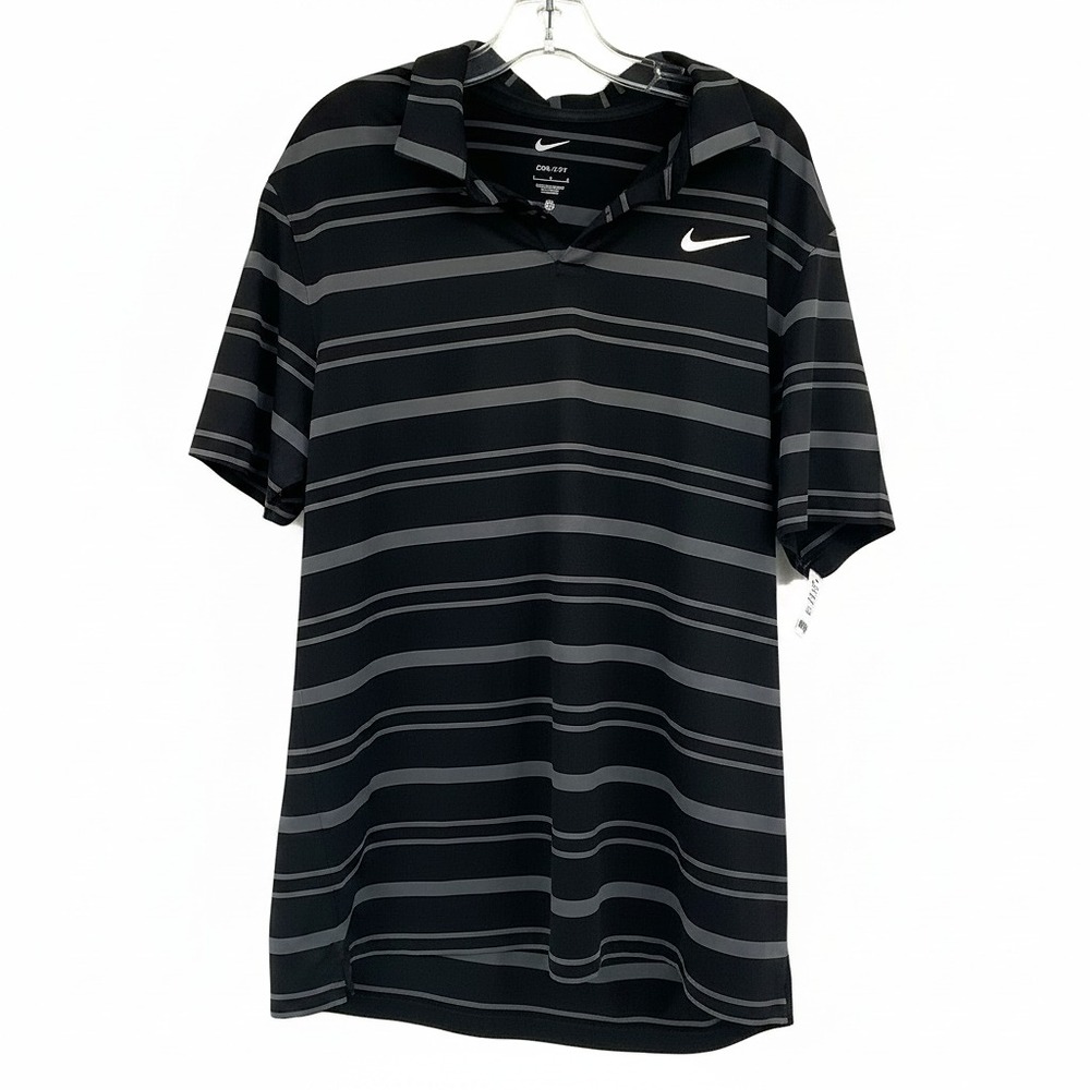 Nike Black Gray Striped Button-Up Shirt | Mens L